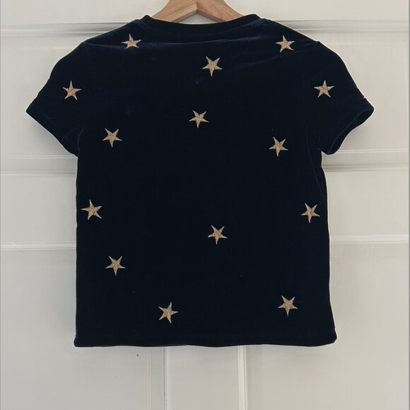 Velvet Navy Blue Top with Gold Stars - Picture 2 of 3